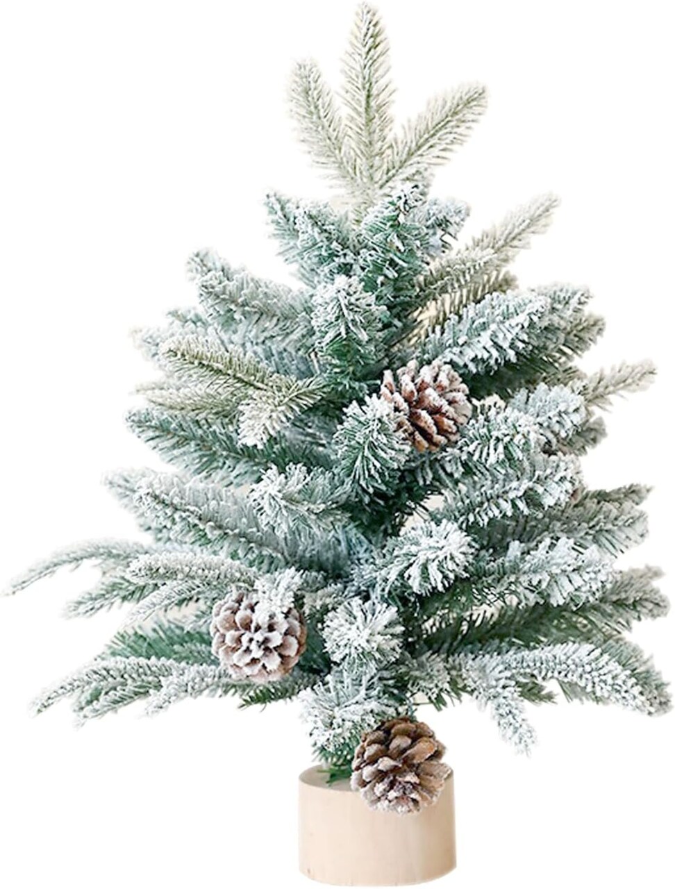 18 Inch Small Flocked Christmas Tree with Pine Cone Tabletop Decor